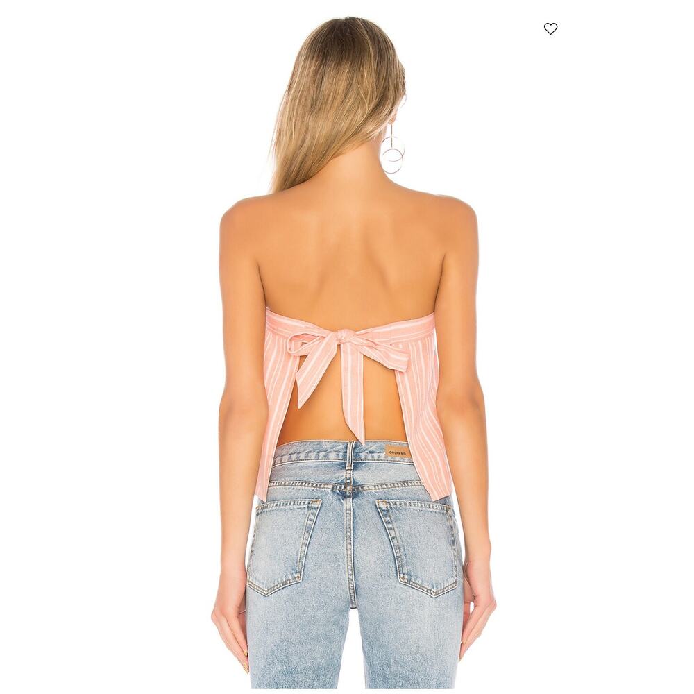 Revolve Superdown Hannah Tie Bow Back Crop Top Pink White Stripe Size Medium - Picture 7 of 13